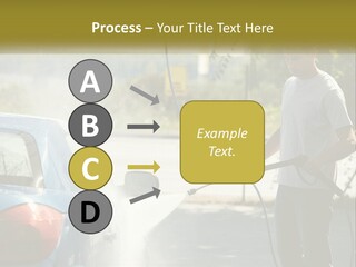 A Man Is Washing A Car With A Hose PowerPoint Template