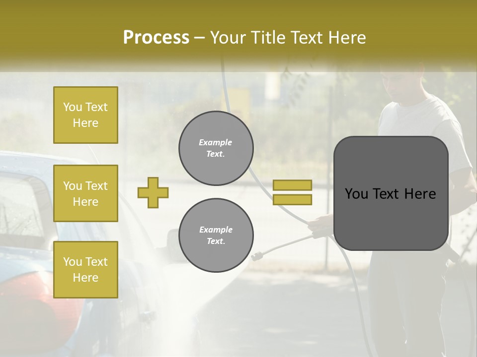 A Man Is Washing A Car With A Hose PowerPoint Template