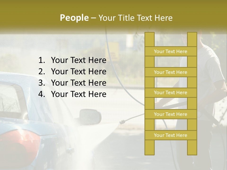 A Man Is Washing A Car With A Hose PowerPoint Template