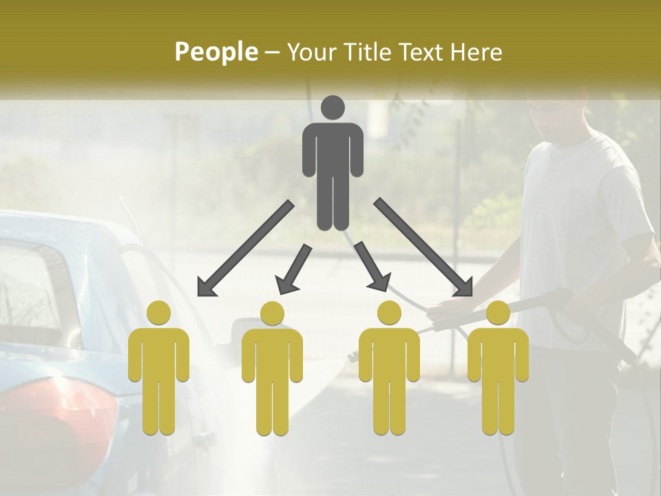 A Man Is Washing A Car With A Hose PowerPoint Template