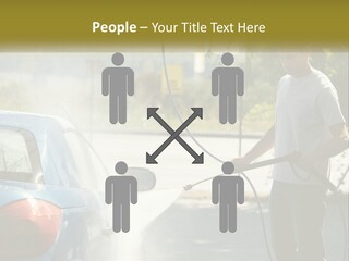 A Man Is Washing A Car With A Hose PowerPoint Template