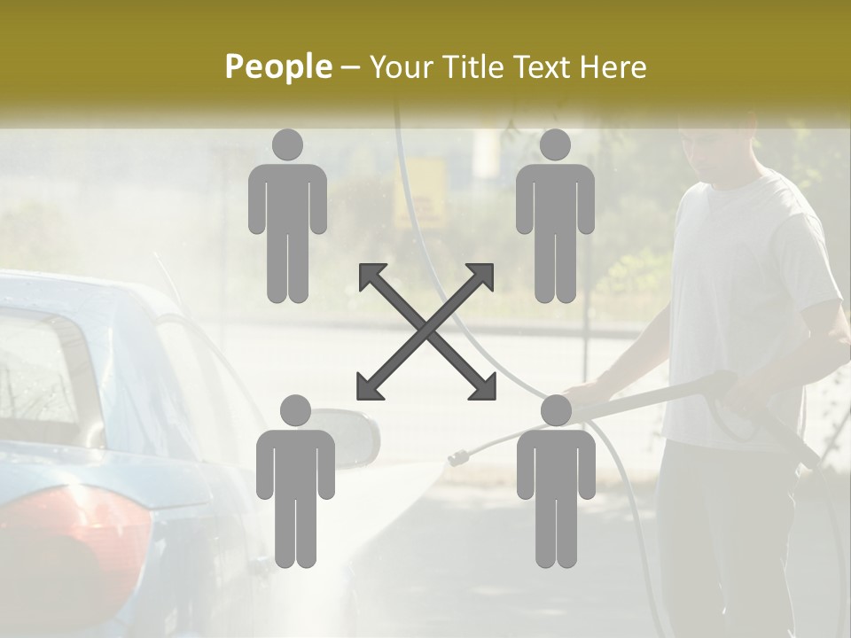 A Man Is Washing A Car With A Hose PowerPoint Template