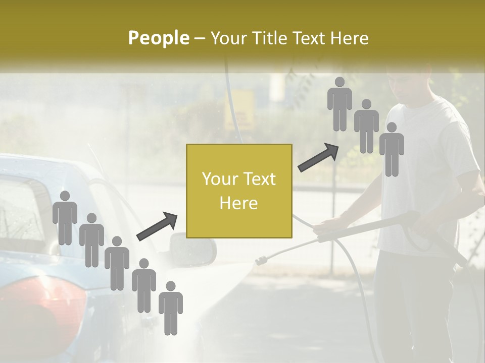 A Man Is Washing A Car With A Hose PowerPoint Template