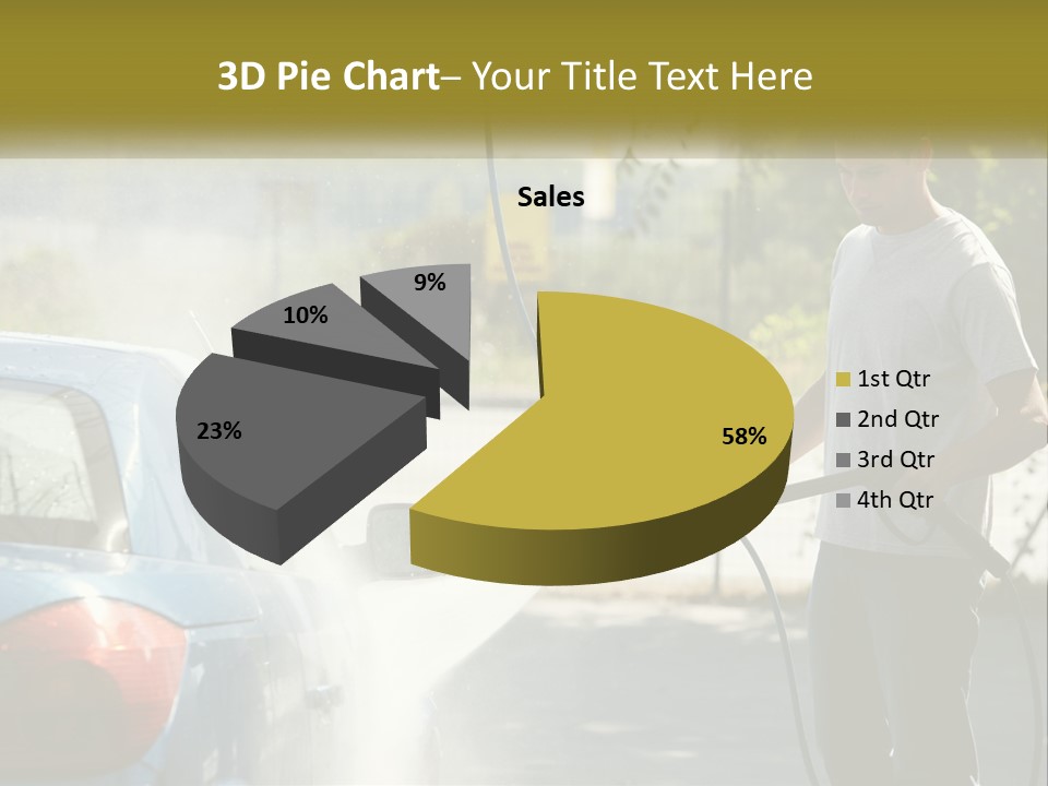 A Man Is Washing A Car With A Hose PowerPoint Template