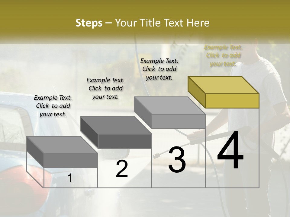 A Man Is Washing A Car With A Hose PowerPoint Template