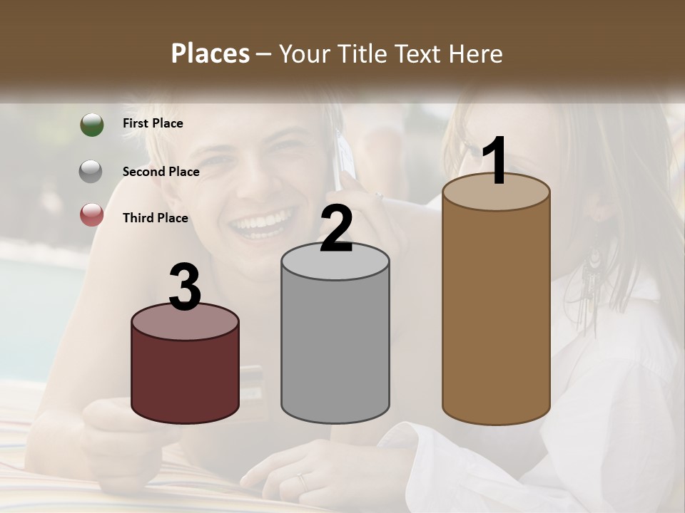 A Man And A Woman Laying On The Ground Talking On Their Cell Phones PowerPoint Template