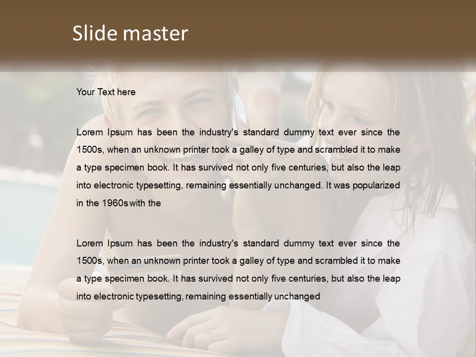 A Man And A Woman Laying On The Ground Talking On Their Cell Phones PowerPoint Template