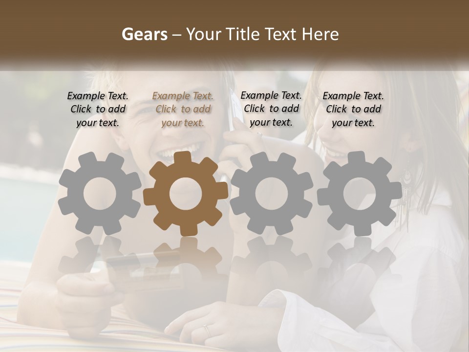 A Man And A Woman Laying On The Ground Talking On Their Cell Phones PowerPoint Template