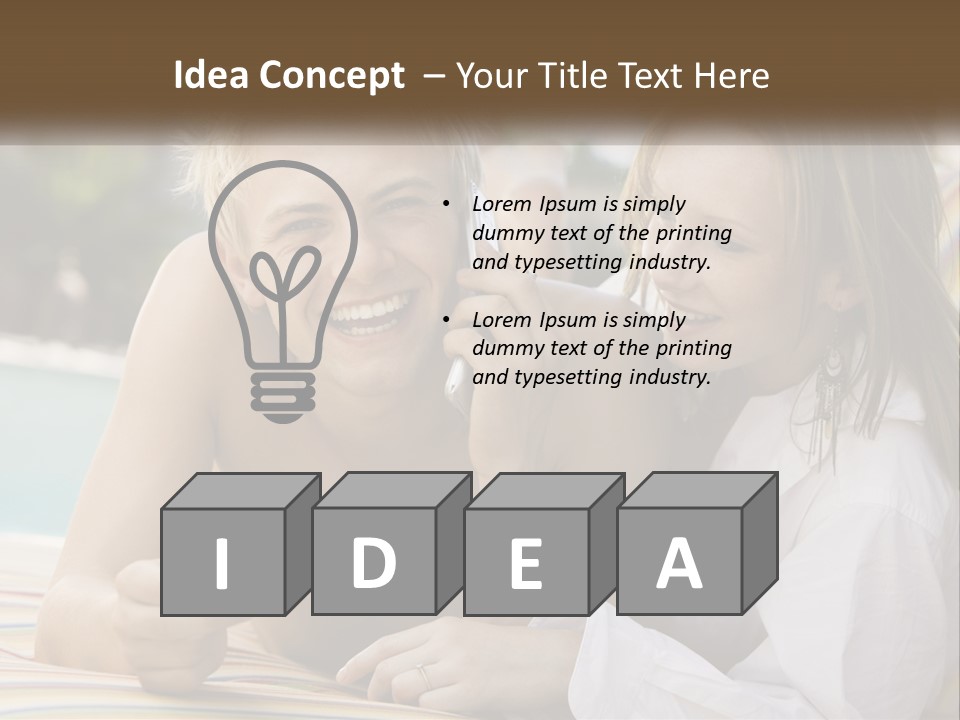 A Man And A Woman Laying On The Ground Talking On Their Cell Phones PowerPoint Template