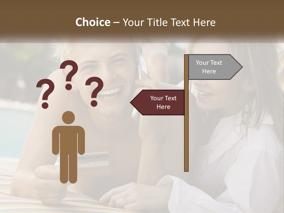 A Man And A Woman Laying On The Ground Talking On Their Cell Phones PowerPoint Template