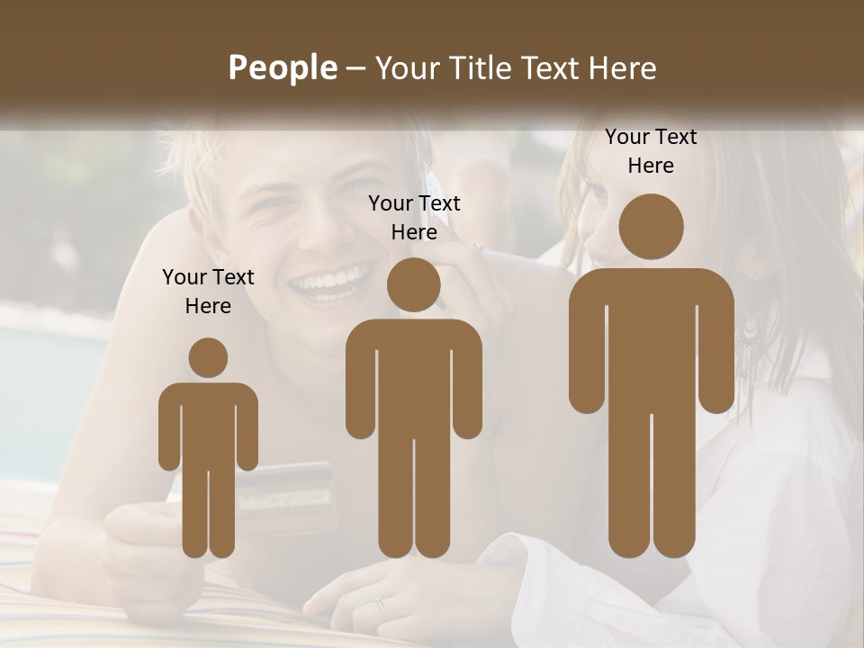 A Man And A Woman Laying On The Ground Talking On Their Cell Phones PowerPoint Template