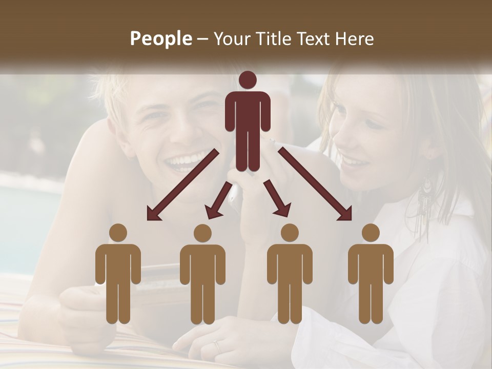 A Man And A Woman Laying On The Ground Talking On Their Cell Phones PowerPoint Template