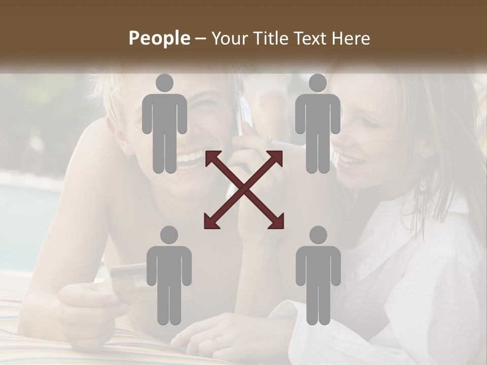 A Man And A Woman Laying On The Ground Talking On Their Cell Phones PowerPoint Template