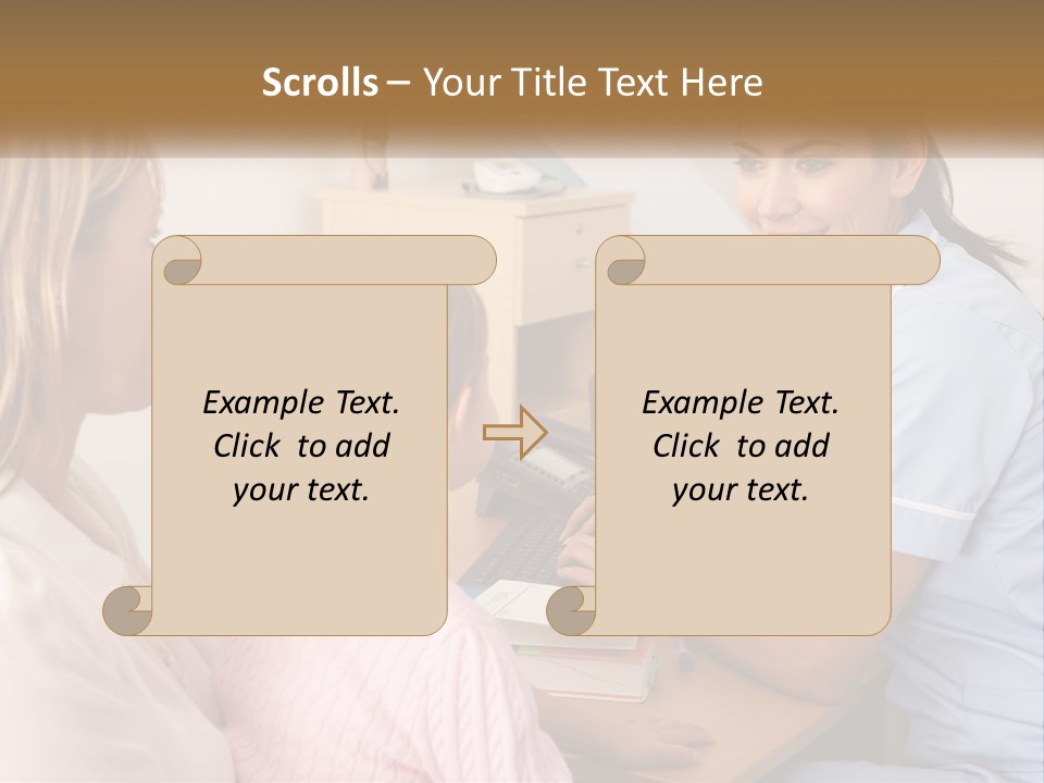 A Woman Talking To A Nurse At A Desk PowerPoint Template