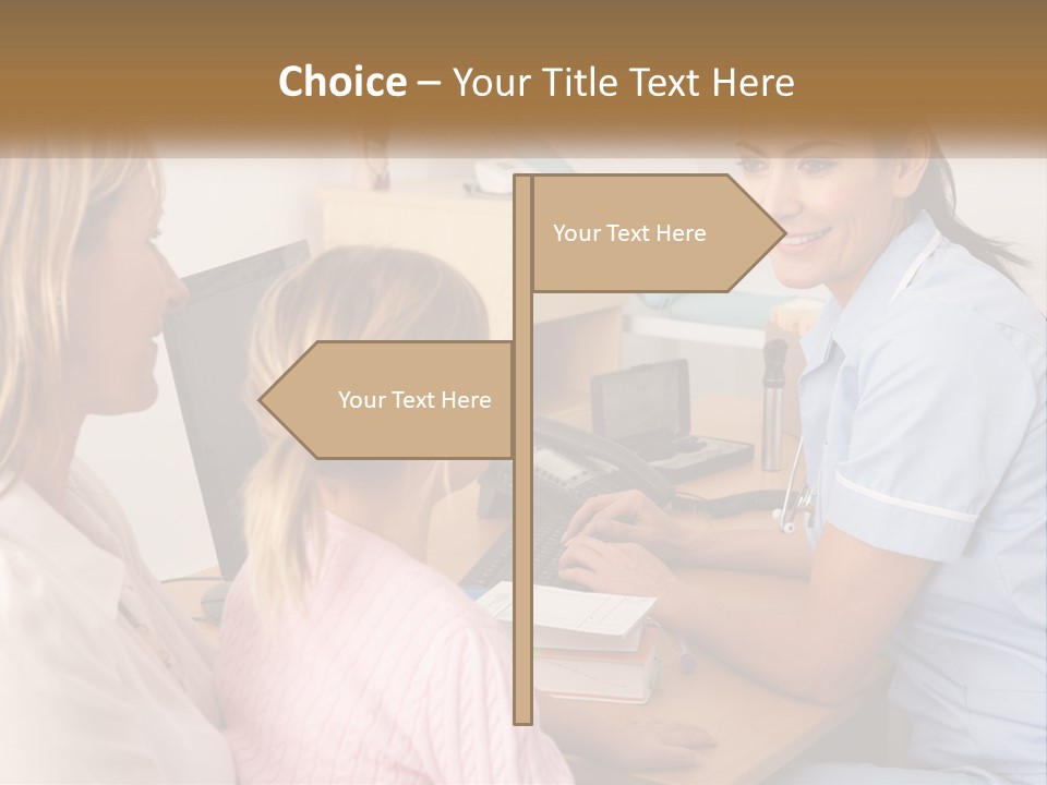 A Woman Talking To A Nurse At A Desk PowerPoint Template