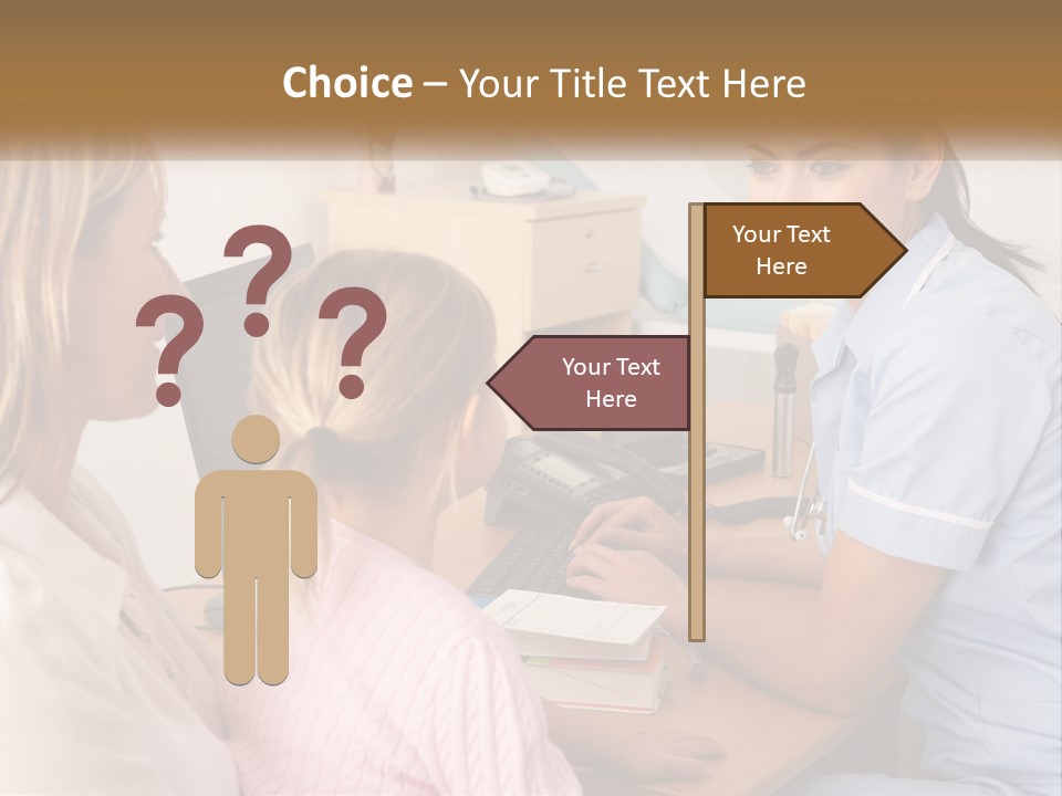 A Woman Talking To A Nurse At A Desk PowerPoint Template