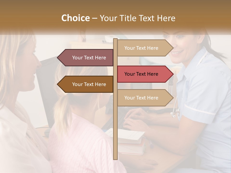 A Woman Talking To A Nurse At A Desk PowerPoint Template