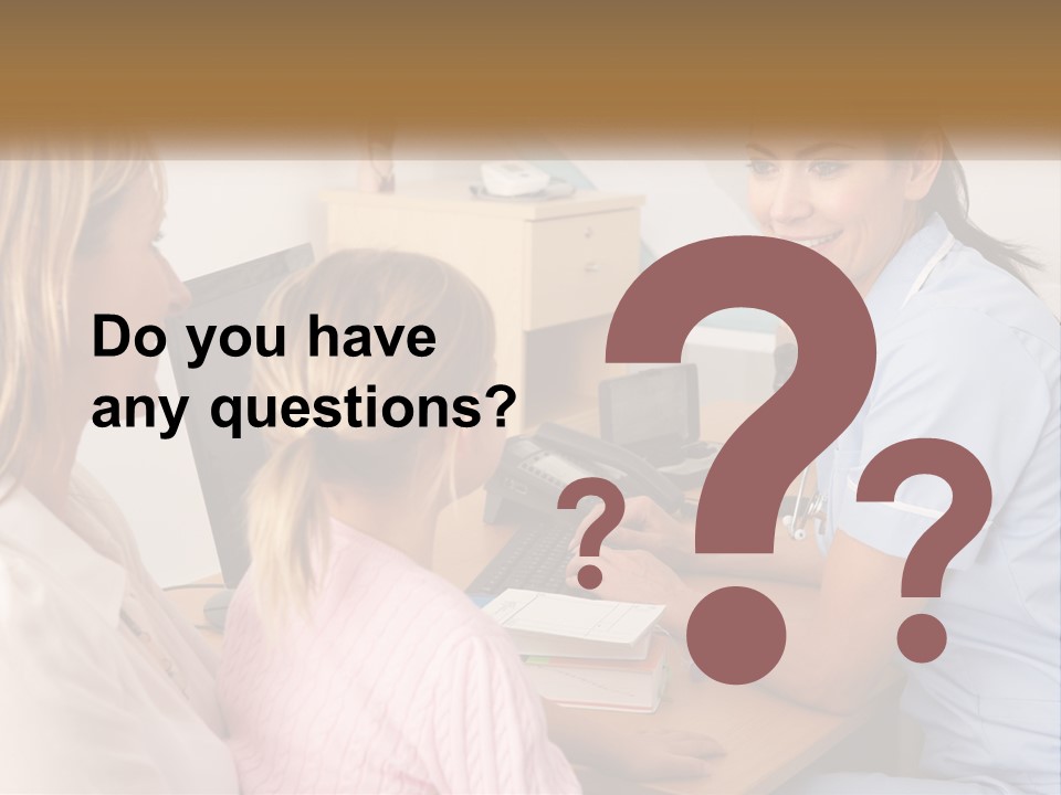 A Woman Talking To A Nurse At A Desk PowerPoint Template