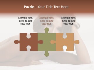 A Beautiful Woman Laying On Top Of A Bed PowerPoint Template