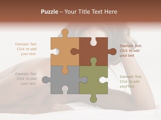 A Beautiful Woman Laying On Top Of A Bed PowerPoint Template