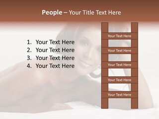 A Beautiful Woman Laying On Top Of A Bed PowerPoint Template