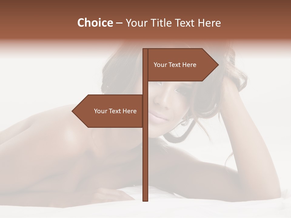 A Beautiful Woman Laying On Top Of A Bed PowerPoint Template