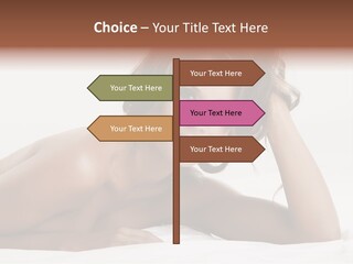 A Beautiful Woman Laying On Top Of A Bed PowerPoint Template