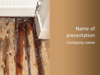 A Wooden Floor With A Brown Stain On It PowerPoint Template