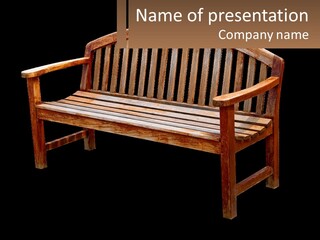 A Wooden Bench With A Black Background PowerPoint Template