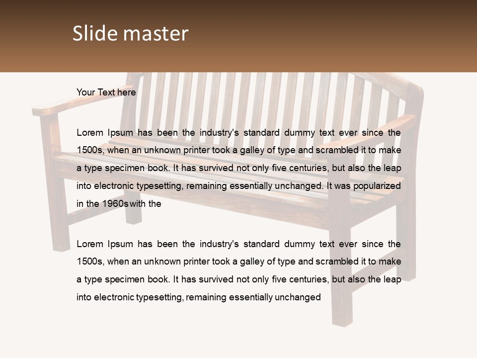 A Wooden Bench With A Black Background PowerPoint Template