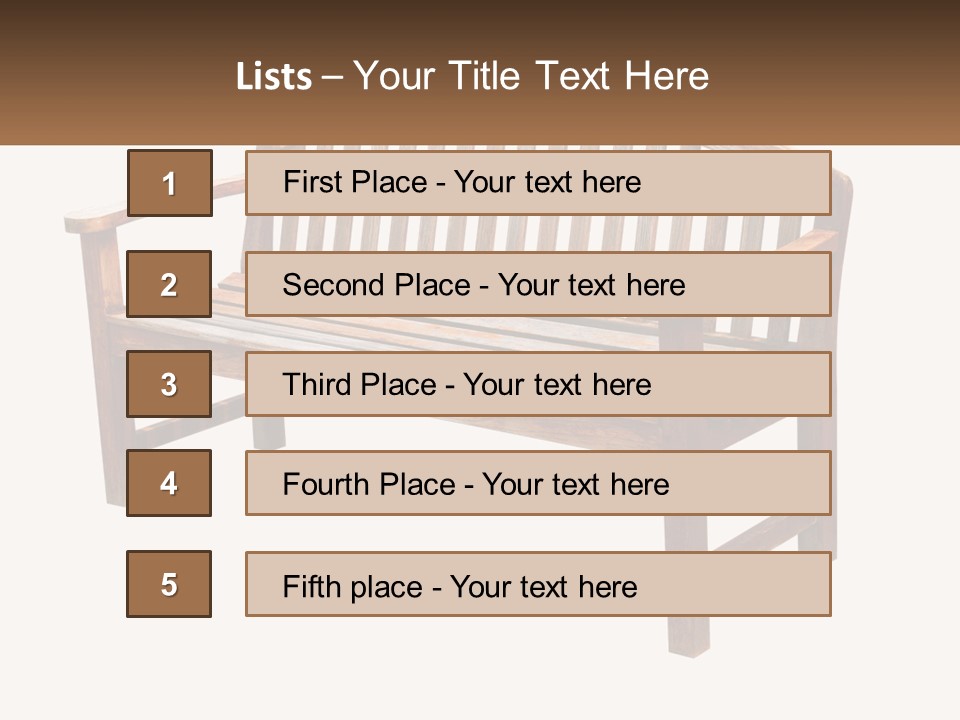 A Wooden Bench With A Black Background PowerPoint Template
