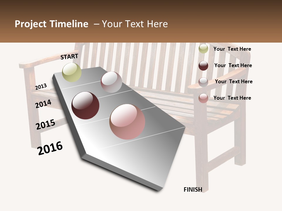 A Wooden Bench With A Black Background PowerPoint Template