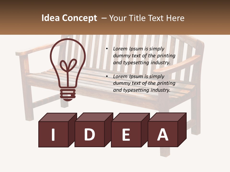 A Wooden Bench With A Black Background PowerPoint Template