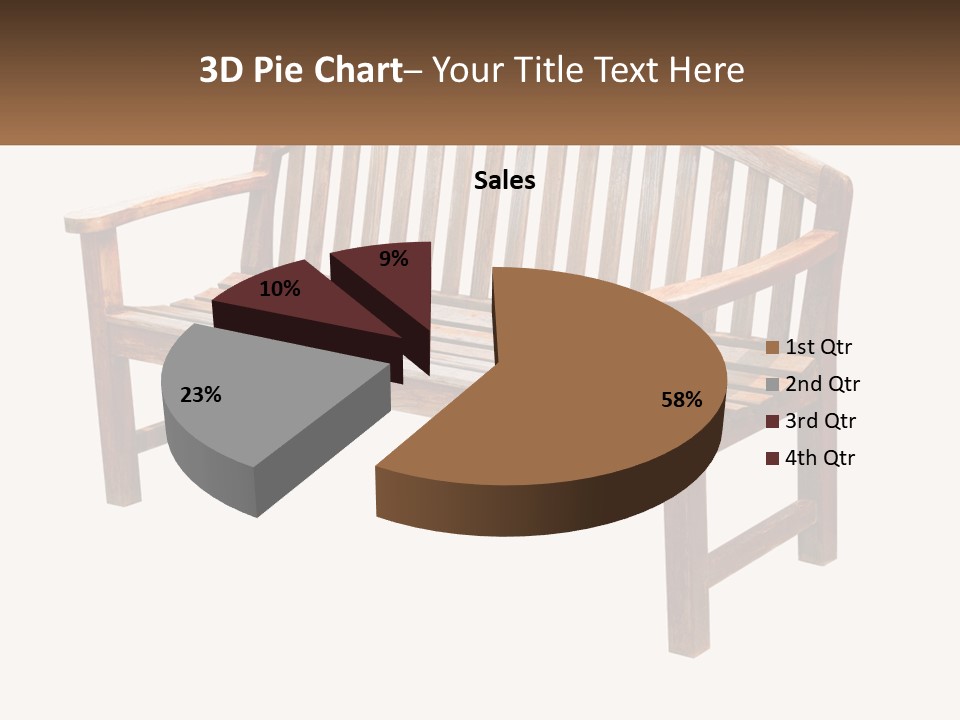 A Wooden Bench With A Black Background PowerPoint Template
