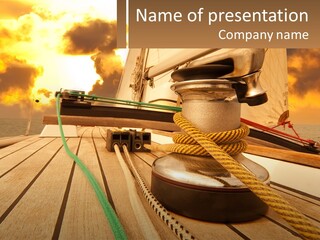 A Sailboat With A Yellow Rope On The Deck PowerPoint Template