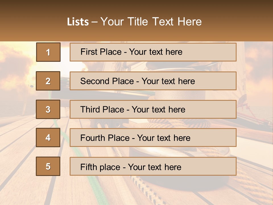 A Sailboat With A Yellow Rope On The Deck PowerPoint Template