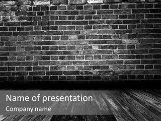 A Brick Wall With A Wooden Floor In Front Of It PowerPoint Template