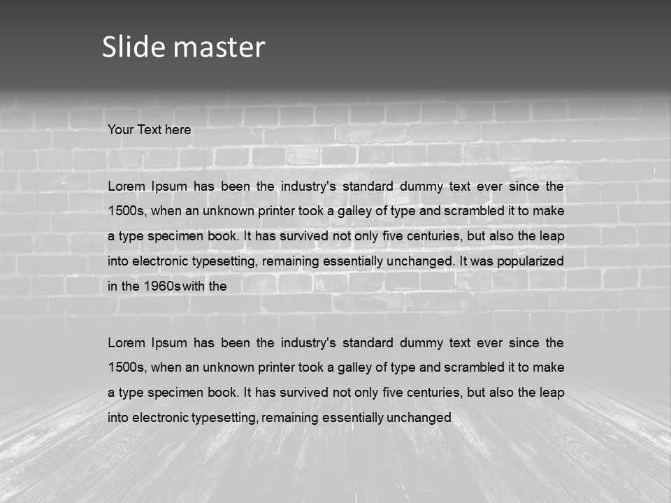 A Brick Wall With A Wooden Floor In Front Of It PowerPoint Template