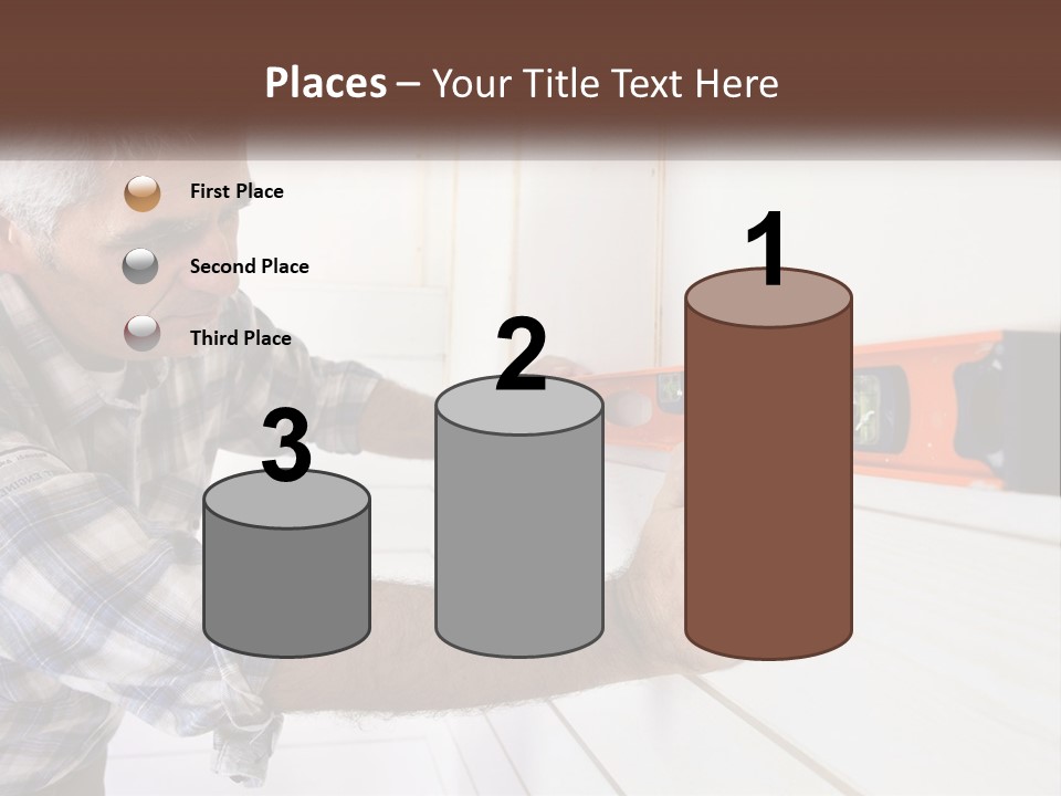 A Man Measuring A Wall With A Spirit Level PowerPoint Template