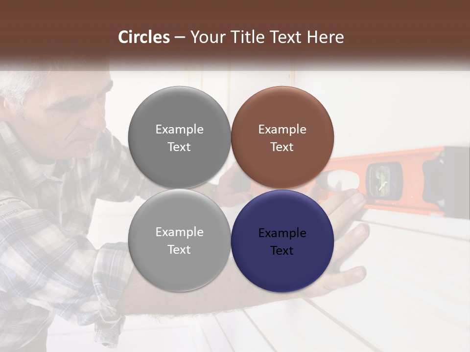A Man Measuring A Wall With A Spirit Level PowerPoint Template