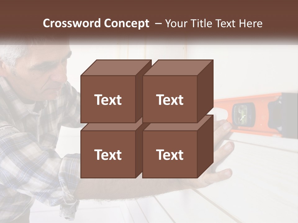 A Man Measuring A Wall With A Spirit Level PowerPoint Template