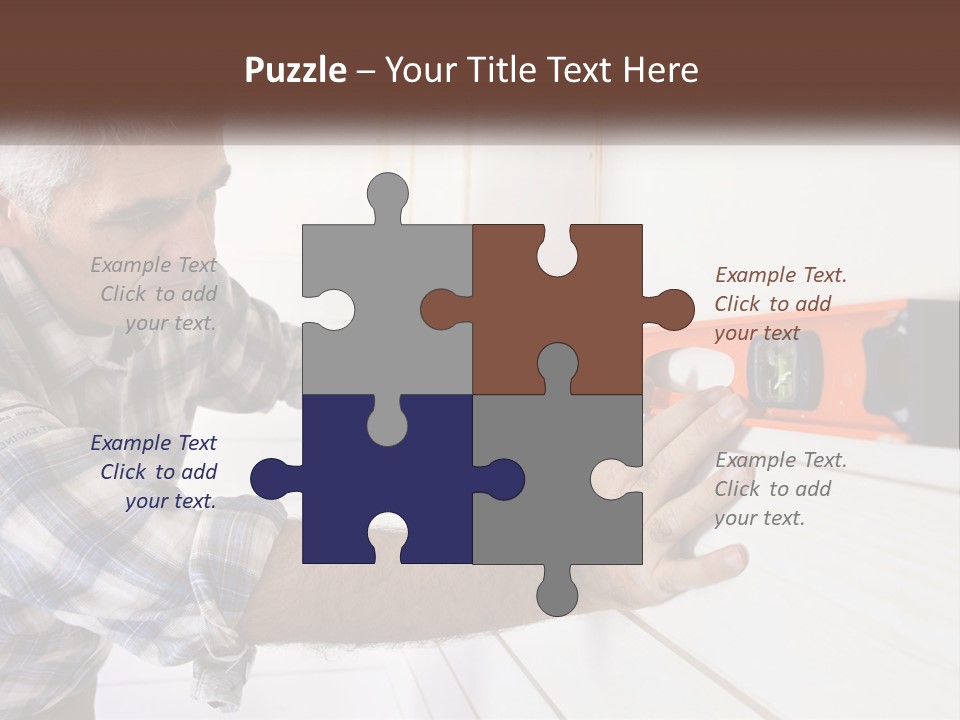 A Man Measuring A Wall With A Spirit Level PowerPoint Template
