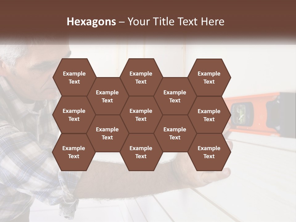 A Man Measuring A Wall With A Spirit Level PowerPoint Template
