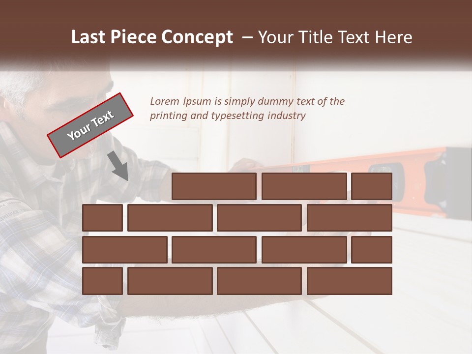 A Man Measuring A Wall With A Spirit Level PowerPoint Template