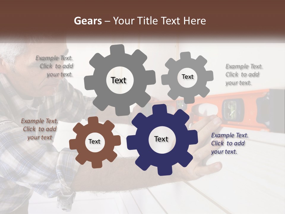 A Man Measuring A Wall With A Spirit Level PowerPoint Template