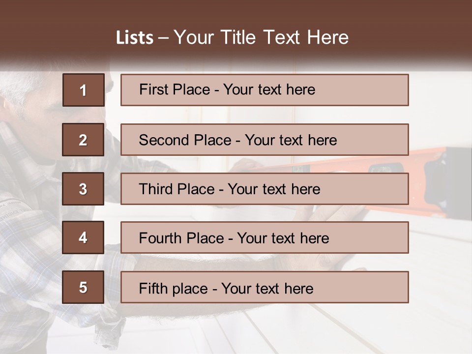 A Man Measuring A Wall With A Spirit Level PowerPoint Template