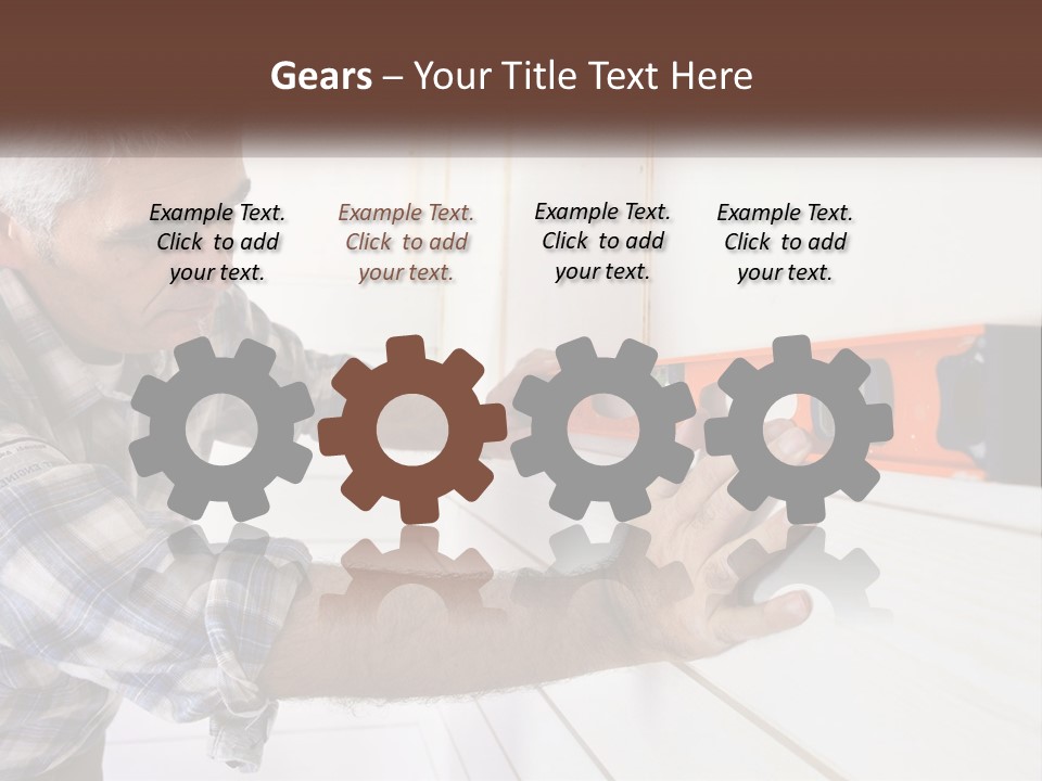 A Man Measuring A Wall With A Spirit Level PowerPoint Template