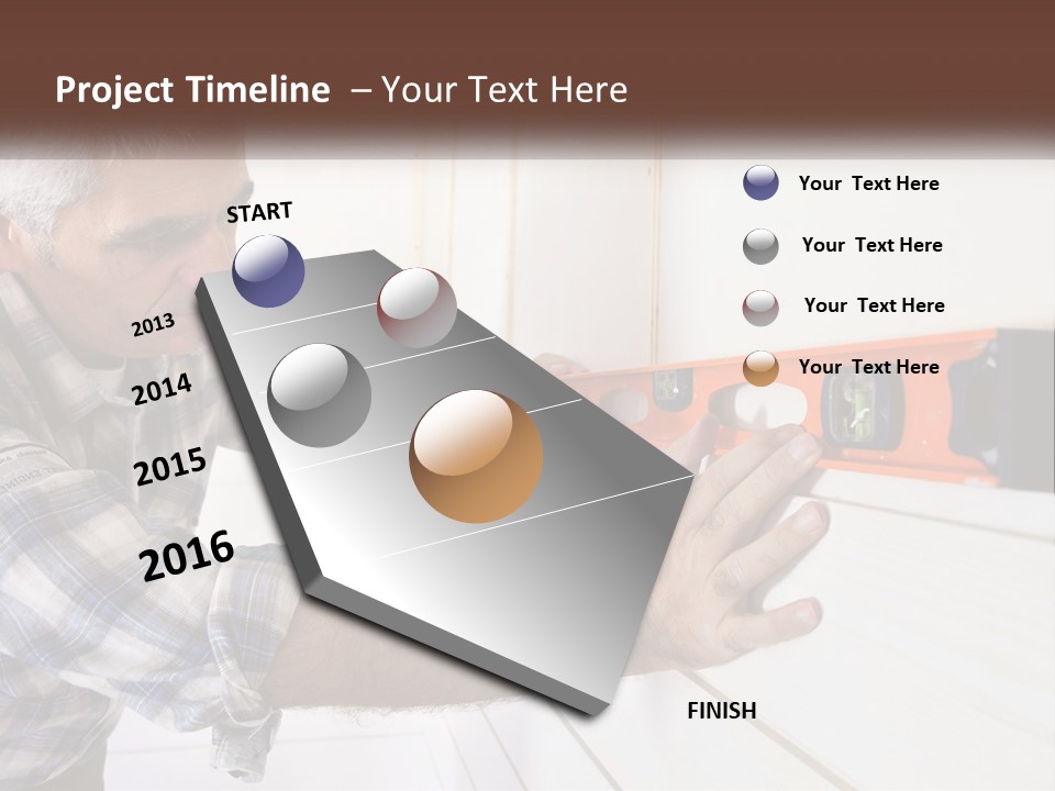 A Man Measuring A Wall With A Spirit Level PowerPoint Template