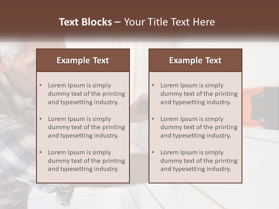 A Man Measuring A Wall With A Spirit Level PowerPoint Template