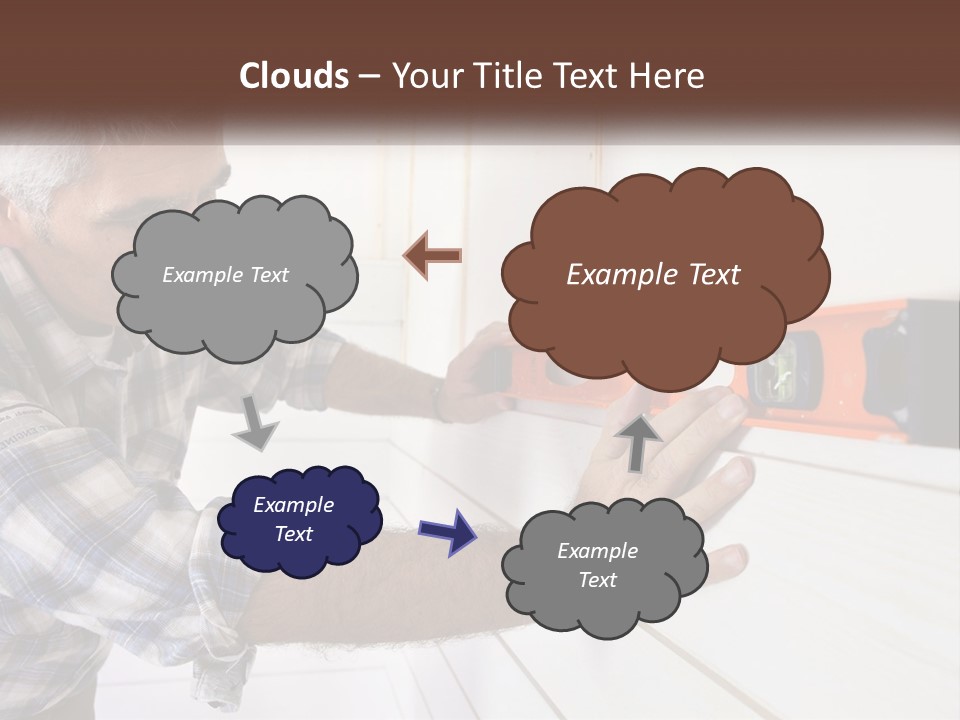 A Man Measuring A Wall With A Spirit Level PowerPoint Template